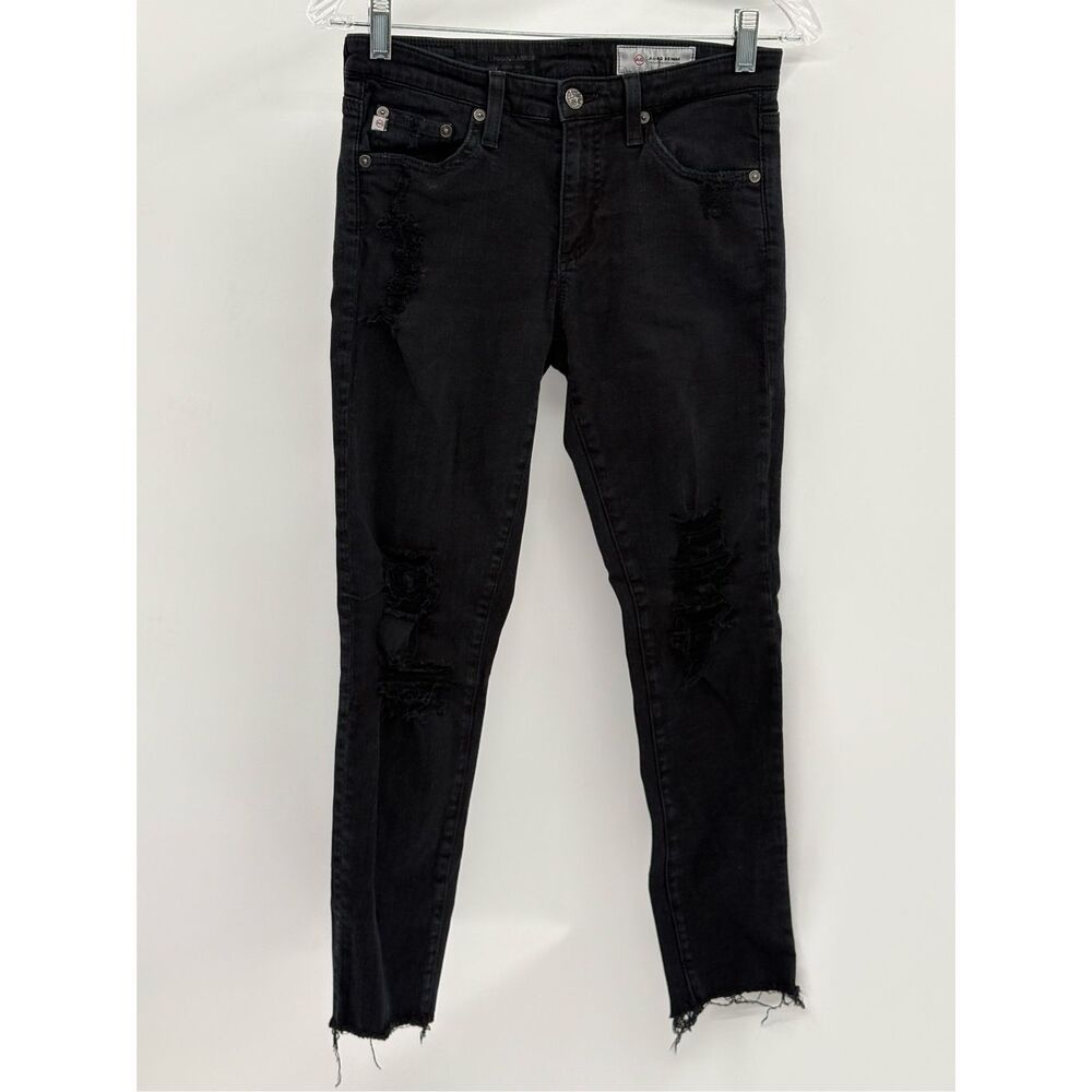 AG Adriano Goldshmeid Jeans Legging Black Distress‎ Women 26 Super Skinny Ankle